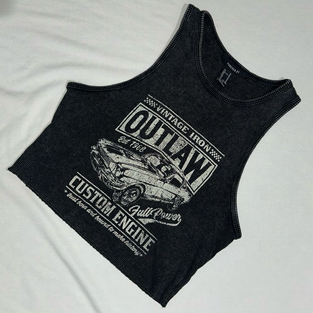 Forever 21 Crop Top “Vintage Iron Outlaw”​​